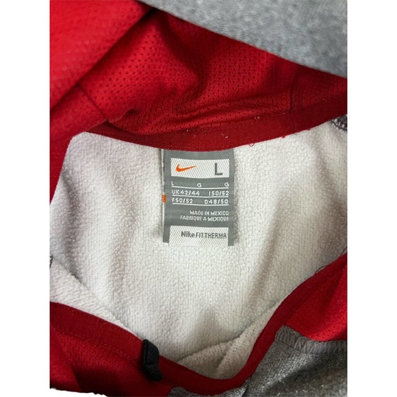 VTG Nike Fit Therma Gray & Red Long Sleeve Hoodie Men Size‎ Large - Picture 3 of 7